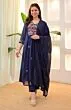Women's Plus Size Embroidery Solid Anarkali Kurta and Pant Set with Dupatta