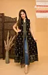 Women Floral Print Viscose Rayon Frontslit Kurta (Black)