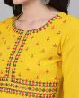 Woman Embroidered Flared Kurta with Asymmetric Hem