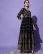 Woman Geometric Print flared Black Anarkali Kurta