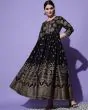 Woman Geometric Print flared Black Anarkali Kurta