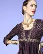 Women Floral Print Purple Flared Kurta Set