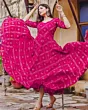 Women Printed Viscose Rayon Pink  Long Anarkali Kurta  