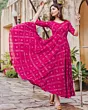 Women Printed Viscose Rayon Pink  Long Anarkali Kurta  