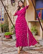 Women Printed Viscose Rayon Pink  Long Anarkali Kurta  