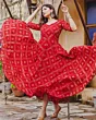 Women Printed Viscose Rayon Red Anarkali Kurta 