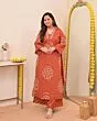 Women Pure Cotton Plus Size Kurta Pant Set with Dupatta,Bandhani Print Kurta Sets 