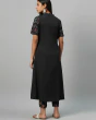 Women Printed A-line Black Kurta with Pants