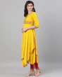 Woman Embroidered Flared Kurta with Asymmetric Hem