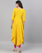 Woman Embroidered Flared Kurta with Asymmetric Hem