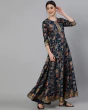 Woman Floral Print Flared Anarkali Kurta