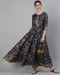 Woman Floral Print Flared Anarkali Kurta