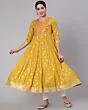 Women Floral Print Flared Anarkali Long Kurta