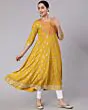 Women Floral Print Flared Anarkali Long Kurta