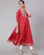Woman Floral Print Anarkali Flared Kurta
