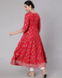 Woman Floral Print Anarkali Flared Kurta