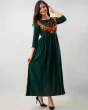 Women Green Embroidered Round Neck Anarkali Kurta