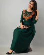 Women Green Embroidered Round Neck Anarkali Kurta