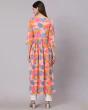 Woman Floral Print Blue Anarkali Flared Tiered  Kurta