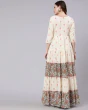 Woman Floral Print Round-Neck Flared Kurta