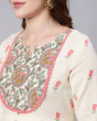 Woman Floral Print Round-Neck Flared Kurta