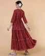 Women Maroon Embellished Flared Anarkali Long Kurta
