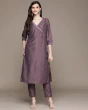 Women Floral Print Purple Straight Kurta Suit Set