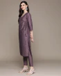 Women Floral Print Purple Straight Kurta Suit Set