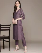 Women Floral Print Purple Straight Kurta Suit Set