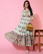 Woman Floral Print Multi Anarkali Flared Kurta