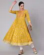 Women Floral Print Flared Anarkali Long Kurta
