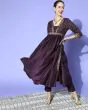 Women Floral Print Purple Flared Kurta Set