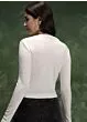 Women Off White V Neck Fitted Top