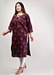 Women Plus Size Purple Pure Cotton Printed Straight Kurta