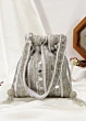 Silver Mirror Work Party Wear Bridal Potli Bag