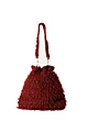 Red Hand Beaded Stone Evening Party Wear Clutch