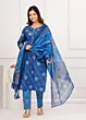 Women's Plus Size Cotton Bandhini Printed  Kurta and pant set With Dupatta