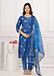 Women's Plus Size Cotton Bandhini Printed  Kurta and pant set With Dupatta