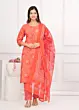 Women's Plus Size Cotton Bandhini Printed Kurta and Pant with Dupatta Set, Indian Ethnic Fashion