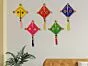 Woolen Handmade Colorful Kite Hanging Decoration for Wall/Door Hanging Home Decor (Pack of 5), Multicolour