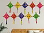 Woolen Handmade Colorful Kite Hanging Decoration for Wall/Door Hanging Home Decor (Pack of 10), Multicolour