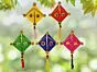 Woolen Handmade Colorful Kite Hanging Decoration for Wall/Door Hanging Home Decor (Pack of 5), Multicolour