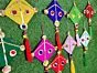 Woolen Handmade Colorful Kite Hanging Decoration for Wall/Door Hanging Home Decor (Pack of 5), Multicolour