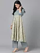 Grey Printed Kurta Palazzo With Dupatta