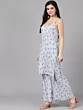 Blue Floral Print Kurta Palazzo