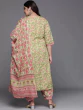 Women Green Floral Printed Pure Cotton Kurta with Salwar & With Dupatta