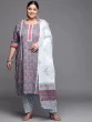 Plus Size Women Blue Floral Motifs Printed Pure Cotton Kurta Set