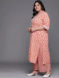 Women Peach-Coloured Floral Printed Kurta Set And Dupatta