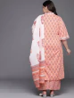 Women Peach-Coloured Floral Printed Kurta Set And Dupatta
