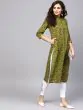Green Printed Straight Kurta